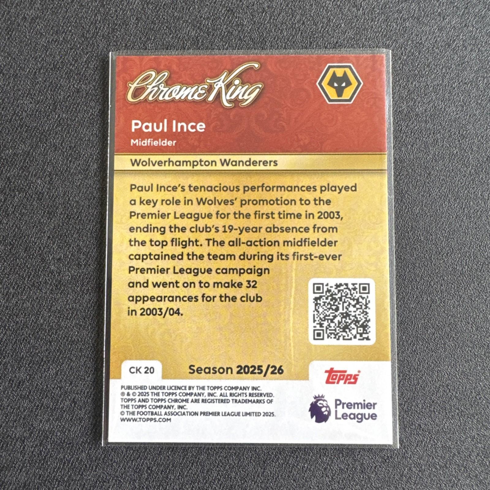 Paul Ince Topps Premier League 2025/26 Chrome King
