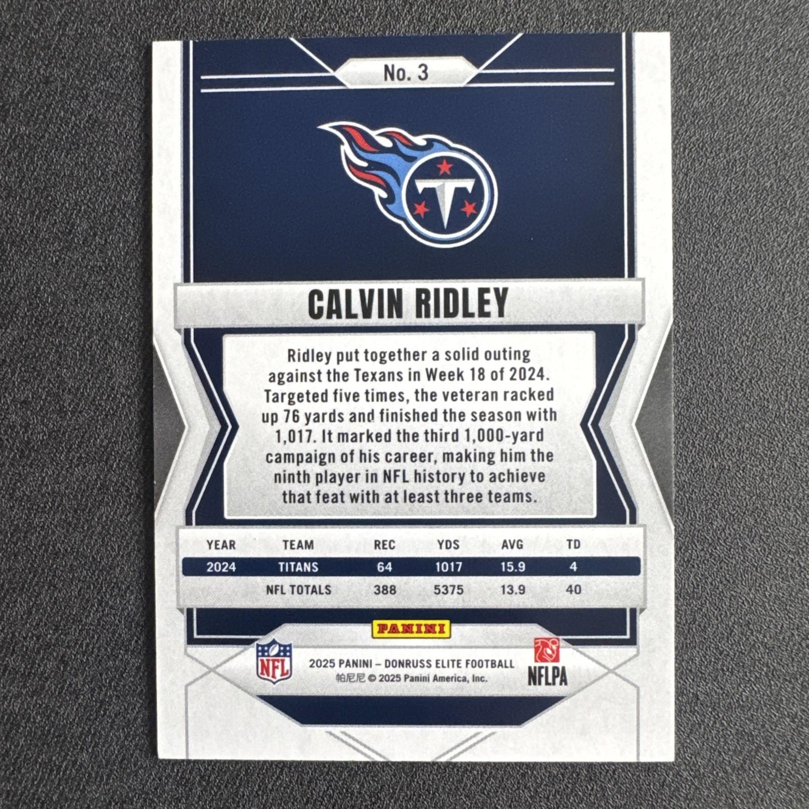 Panini Donruss Elite 2025 Calvin Ridley Tennessee Titans Aspirations Stars /499