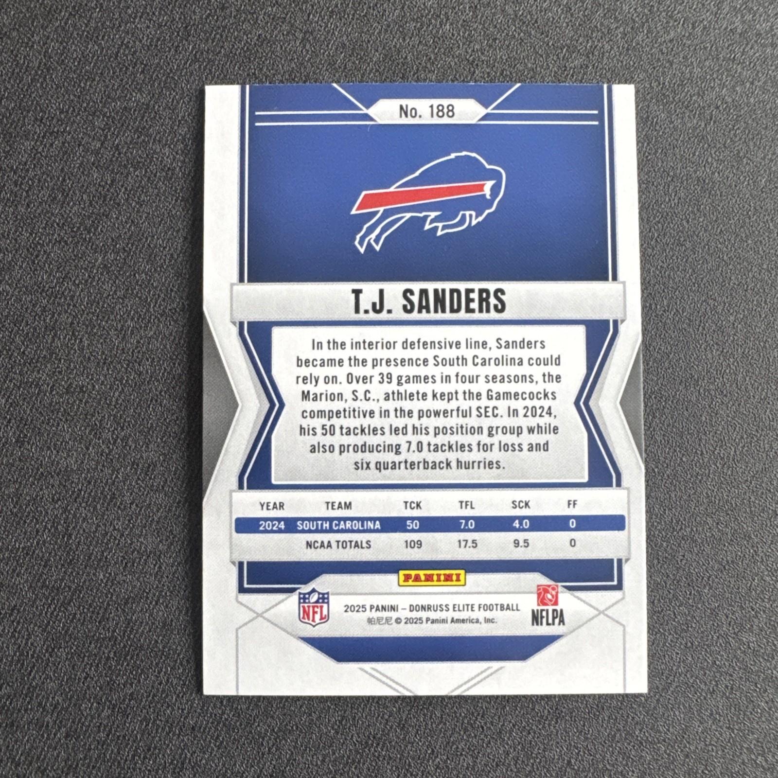 2025 Panini Donruss Elite - Rookies T.J. Sanders #188 Green Disco (RC)