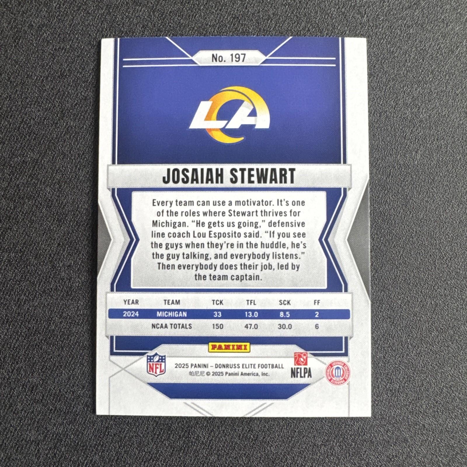 2025 Panini Donruss Elite - Rookies Josaiah Stewart #197 Green Disco (RC)