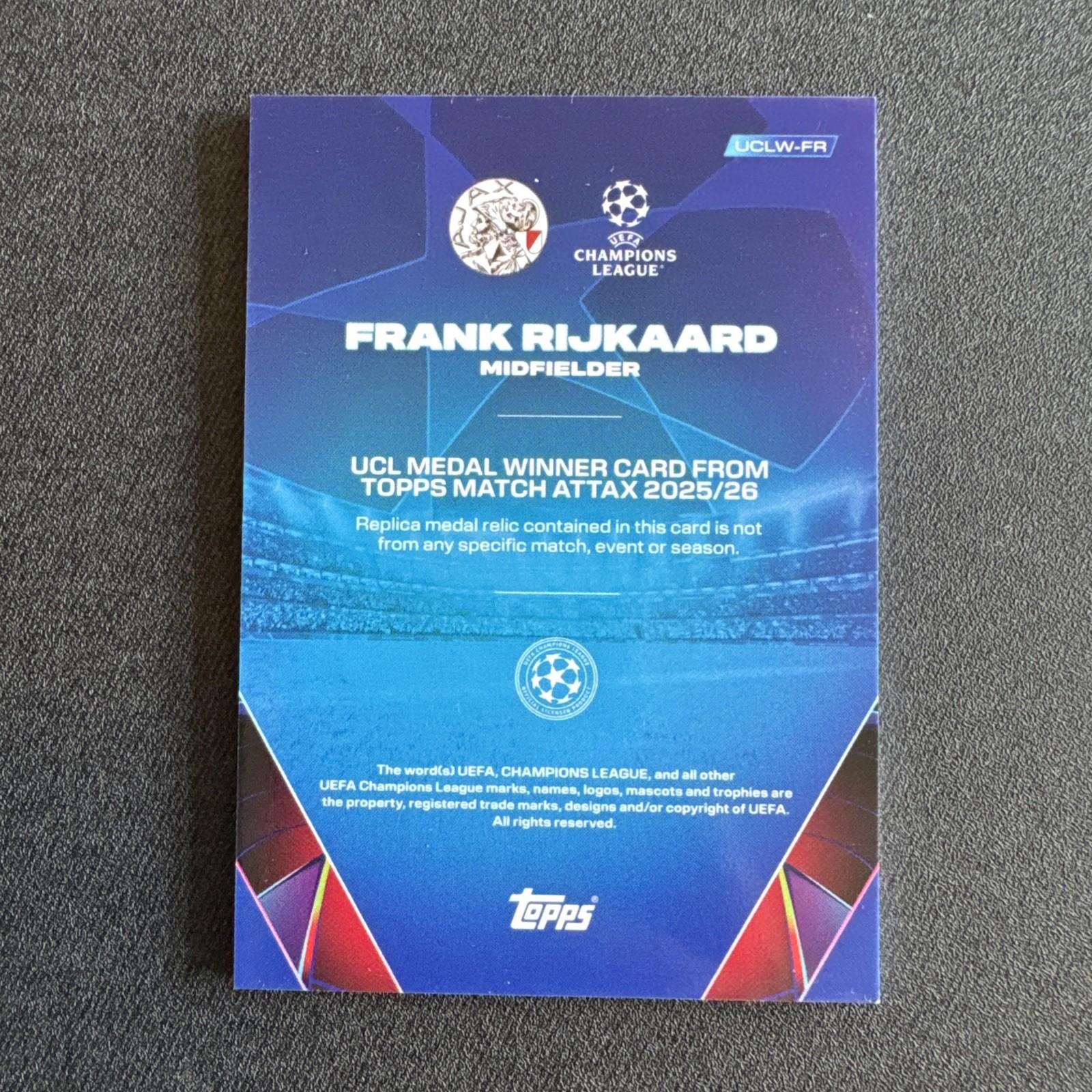 Topps Match Attax 2025/26 UCL Medal Winner Relic Card Rijkaard Ajax