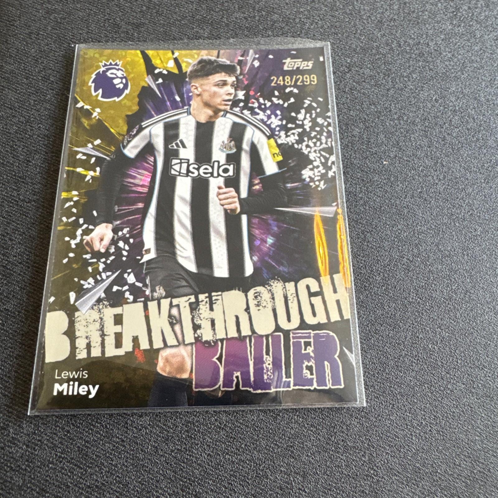 25/26 Lewis Miley /299 Breakthrough Baller Topps Premier League Newcastle Utd