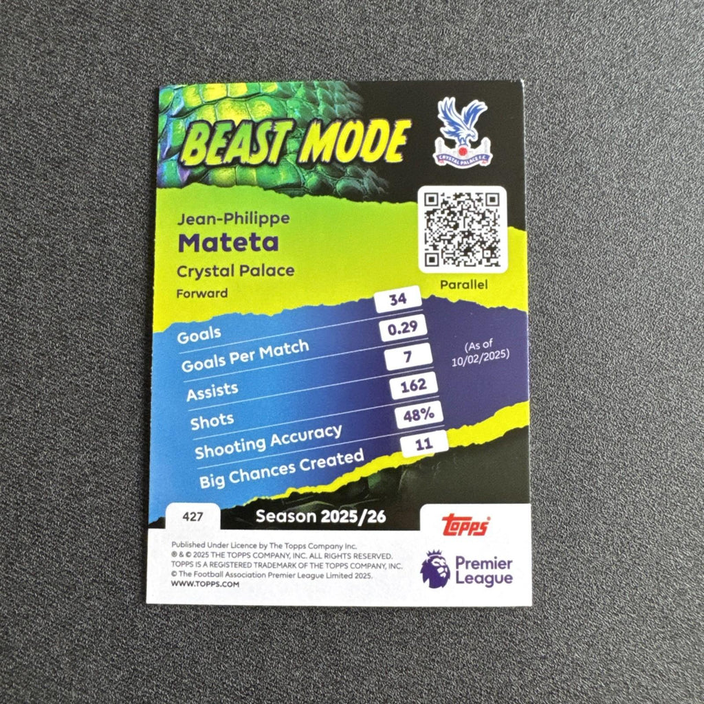Topps Premier League 2026 Jean-Philippe Mateta Beast Mode 061/199 Numbered