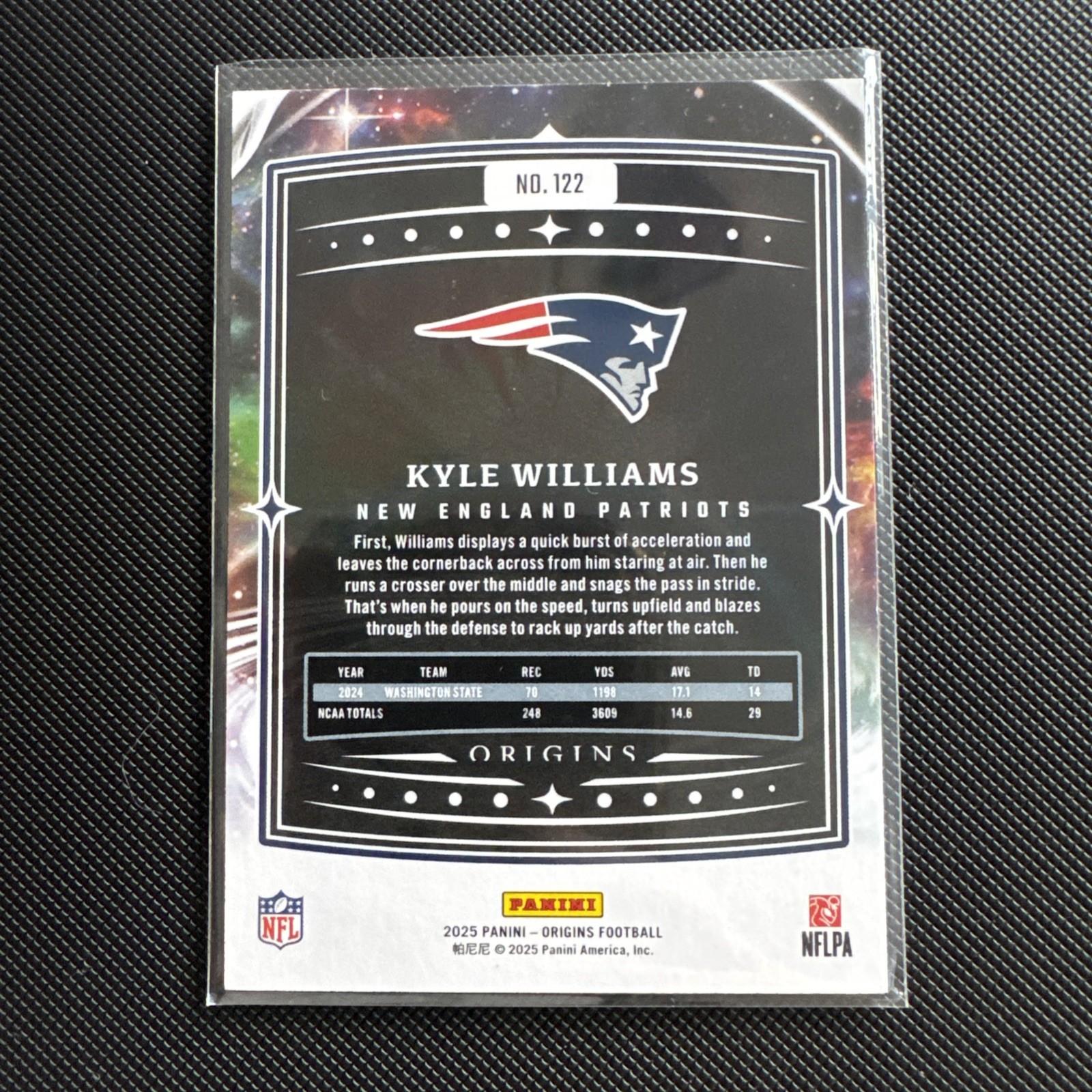 Panini Origins 2025 Kyle Williams Rookie Card RC Football Card Patriots NFL