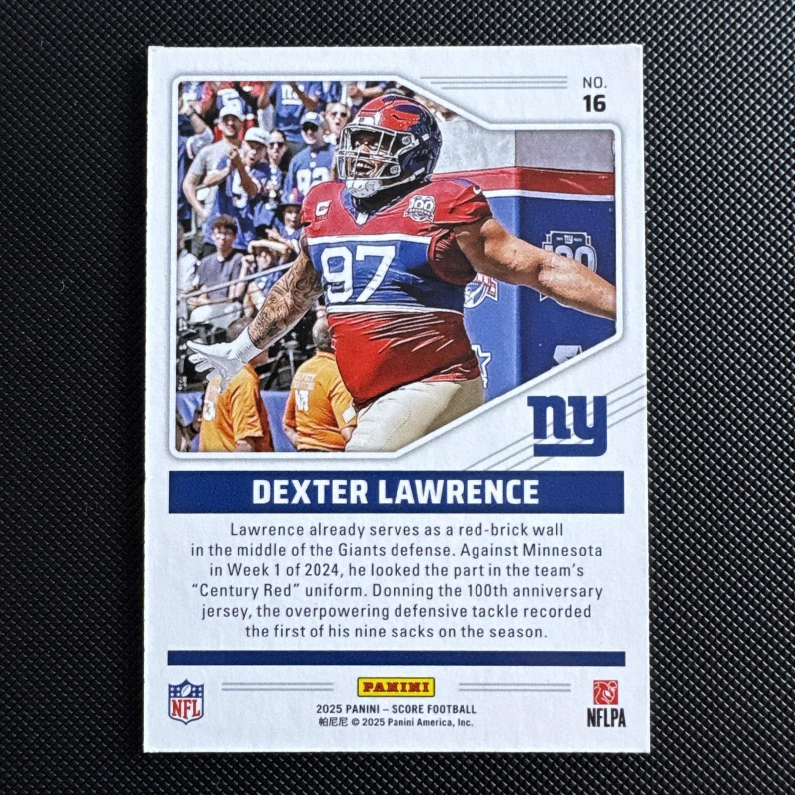 Dexter Lawrence 2025 Panini Score Throwbacks GOLD #16