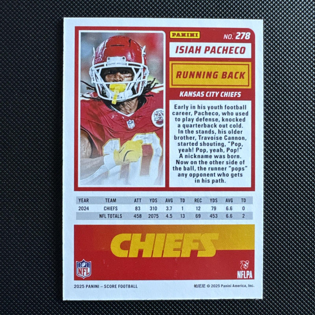 2025 Panini Score  Isiah Pacheco #278 Stars ✨283/499