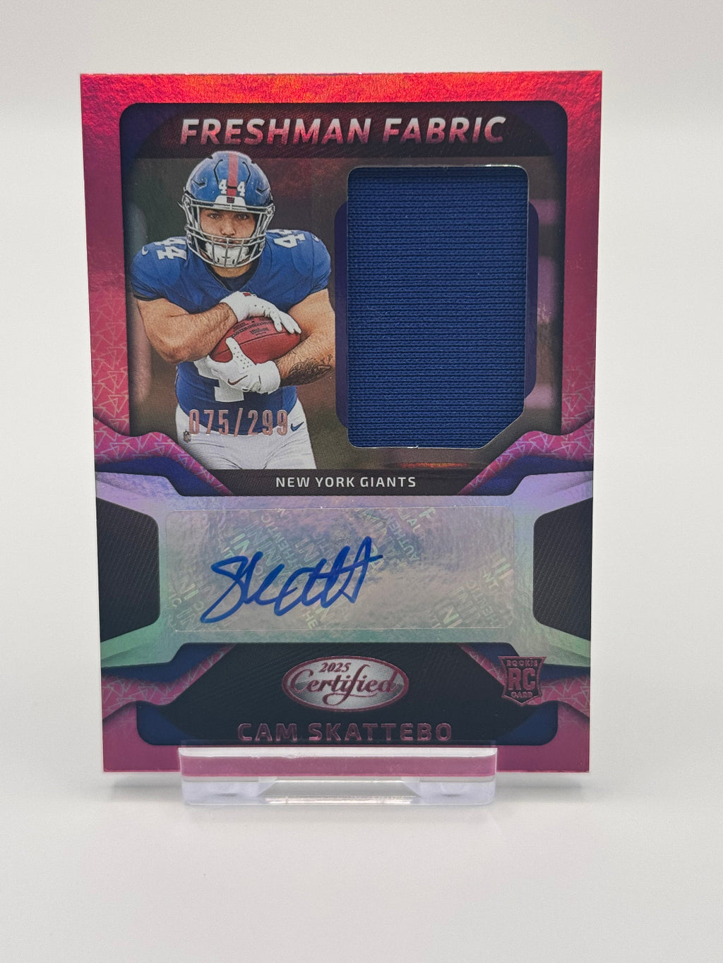 Panini NFL 2025 Certified Cam Skattebo RC Autograph Freshman Fabric Patch /299