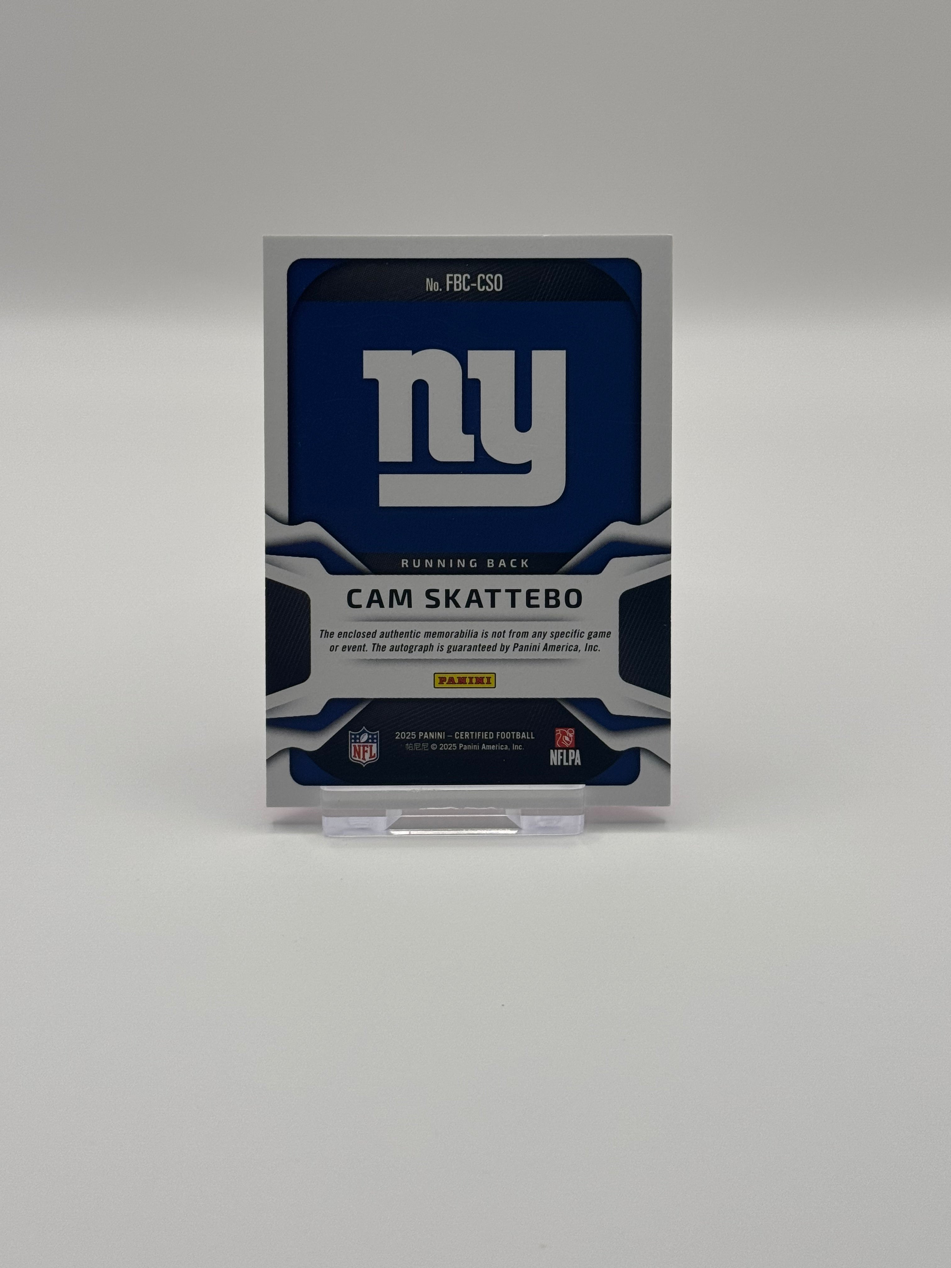 Panini NFL 2025 Certified Cam Skattebo RC Autograph Freshman Fabric Patch /299
