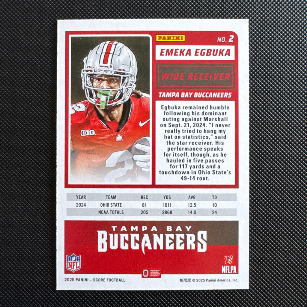 Panini Score 2025 Rookie Card Emeka Egbuka